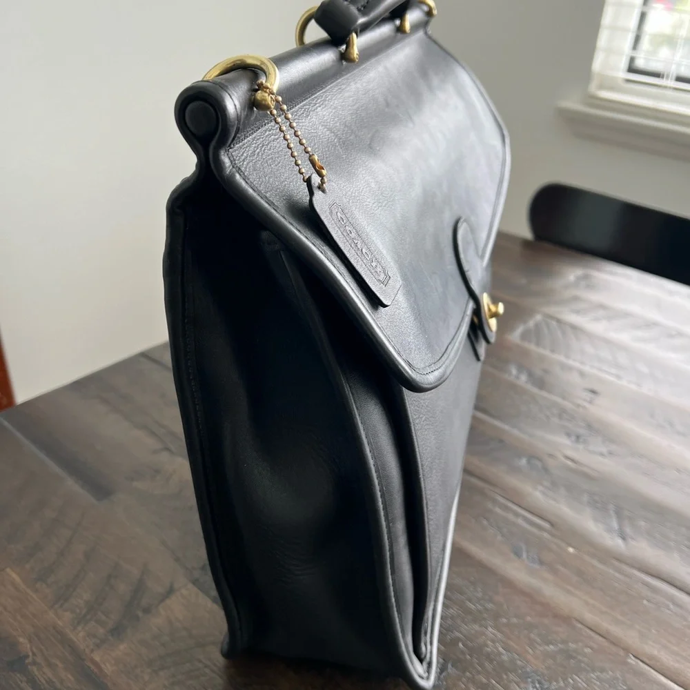 Coach Vintage Black Leather Briefcase Bag - Picture 3 of 8